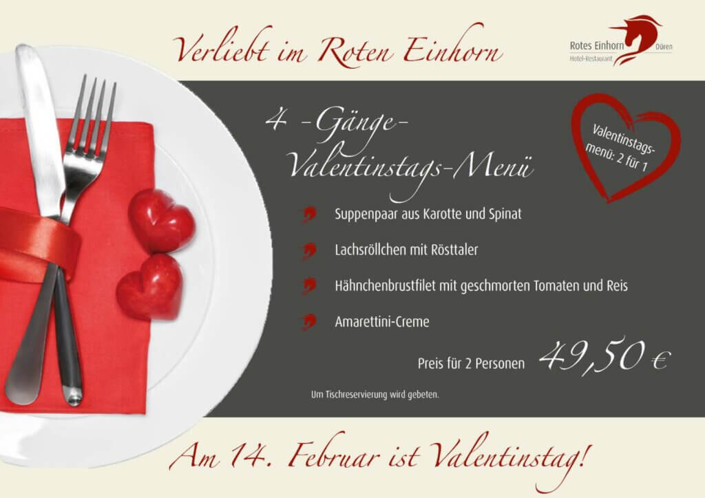 Valentinstag-menü-Rotes-Einhorn