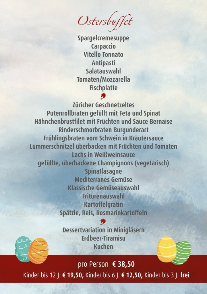 Osterbuffet 2023 Rotes Einhorn Düren Angebot