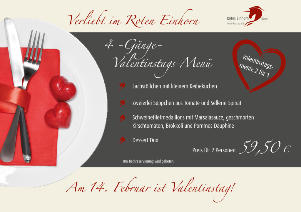 Rotes-Einhorn-Valentinstag-Menü